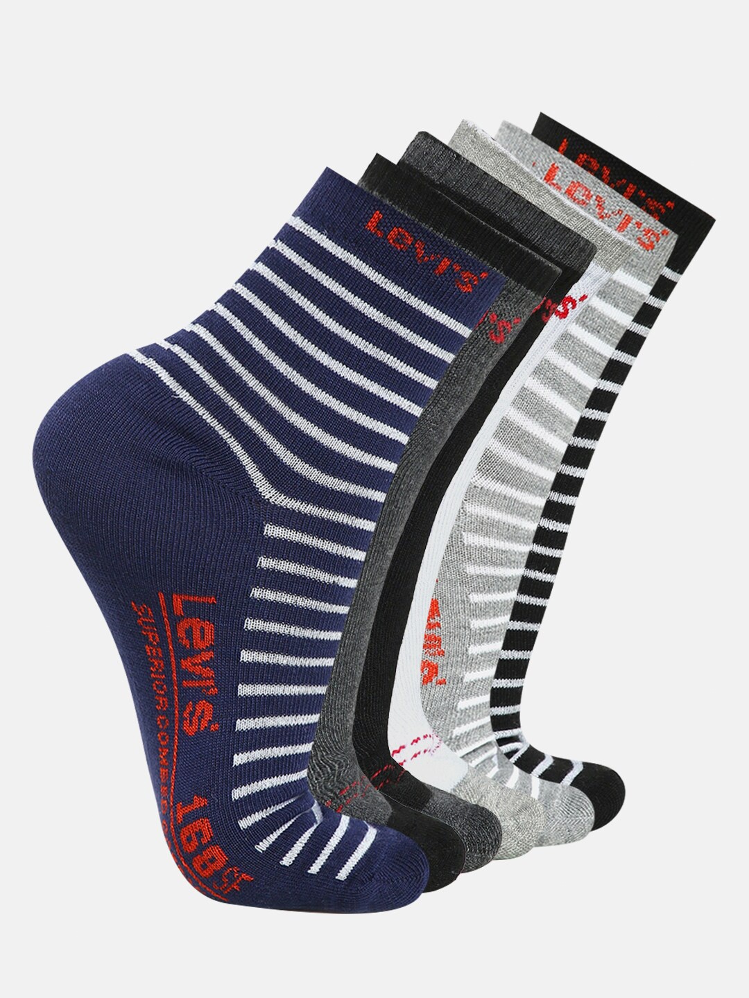 

Levis Men Pack of 6 Patterned Cotton Ankle-Length Socks, Multi