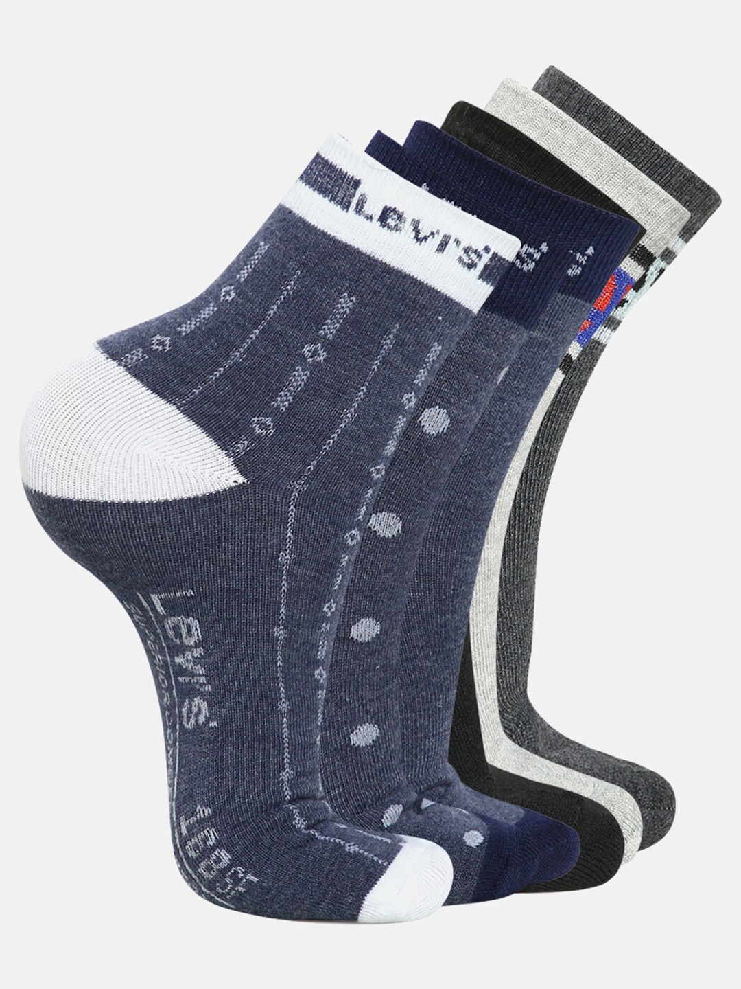 

Levis Men Pack Of 6 Solid Ankle-Length Socks, Grey