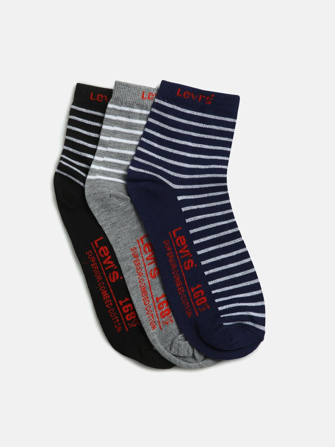 

Levis Men Pack Of 6 Patterned Ankle Length Socks, Black