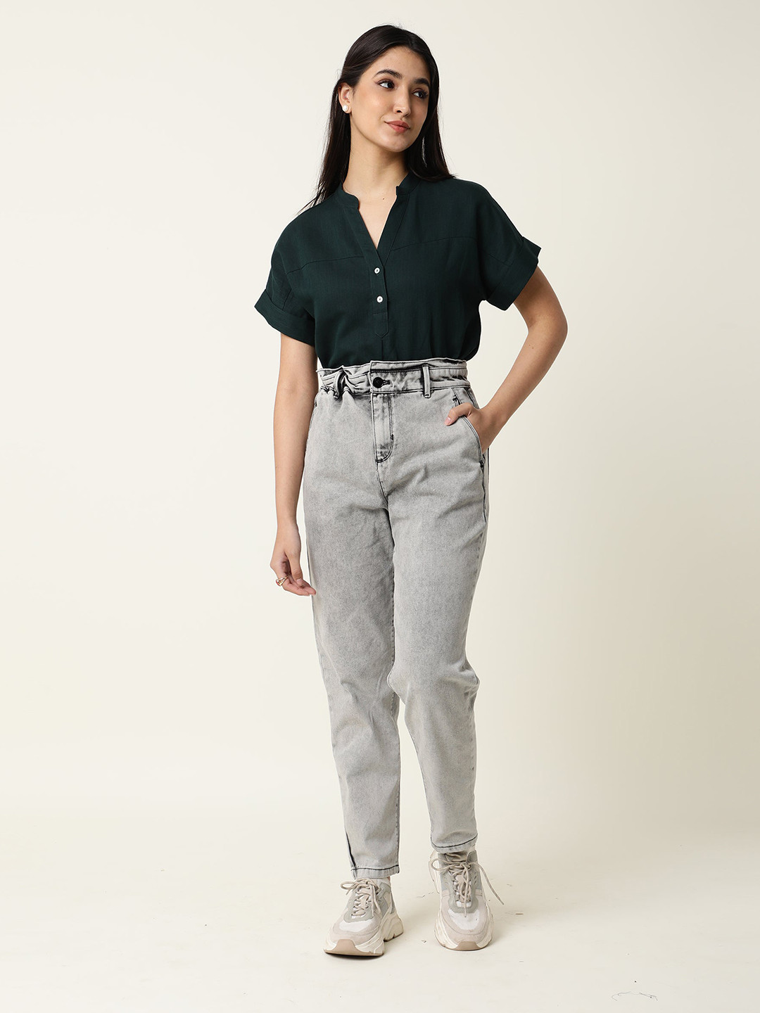 

RAREISM Women Black High-Rise Heavy Fade Jeans