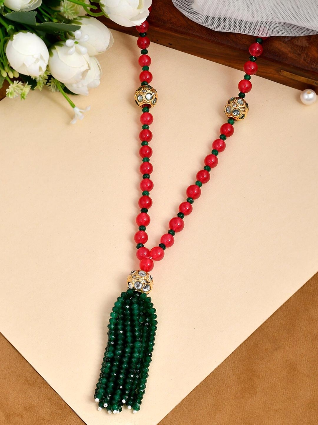 

DASTOOR Gold-Toned & Red Brass Gold-Plated Necklace