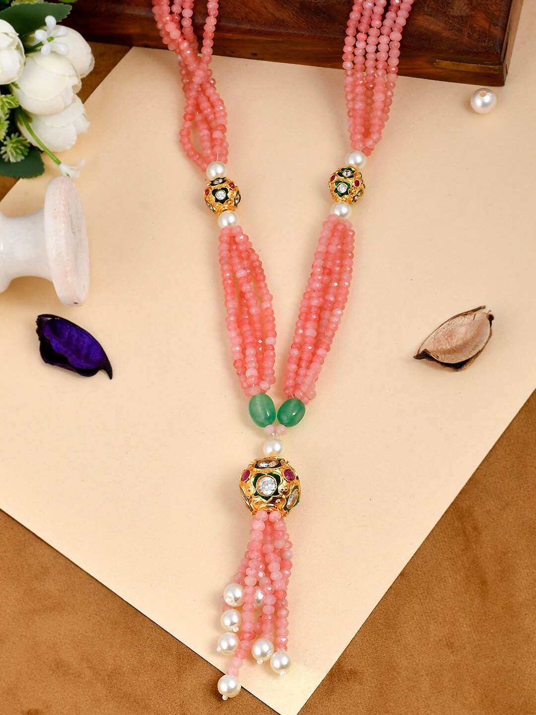 

DASTOOR Gold-Toned & Green Brass Gold-Plated Necklace