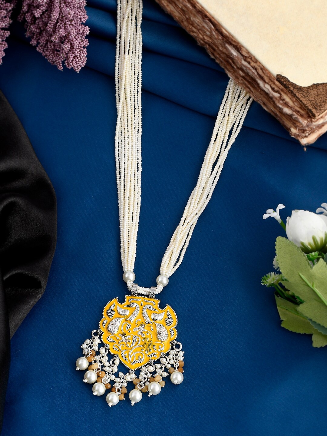 

DASTOOR White & Yellow Brass Gold-Plated Necklace