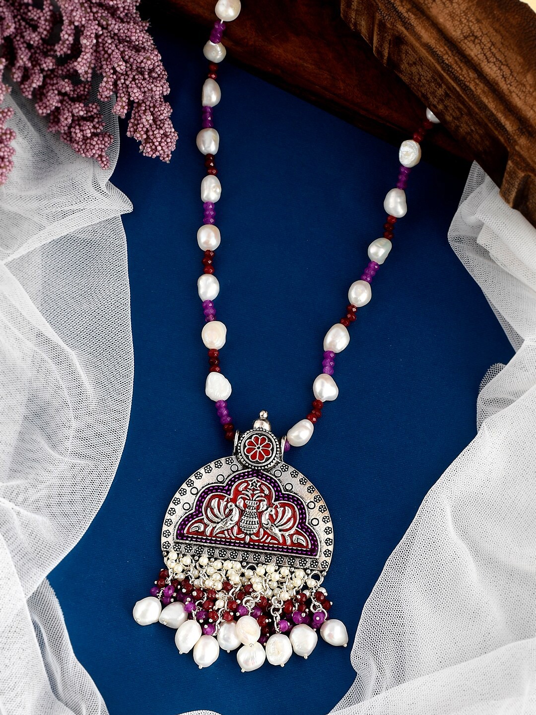 

DASTOOR White & Silver-Toned Brass Silver-Plated Necklace