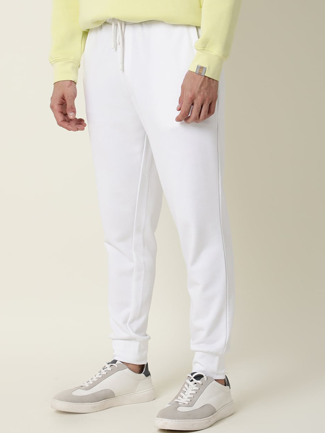 

RARE RABBIT Men Titan Slim Fit Solid Cotton jogger, White