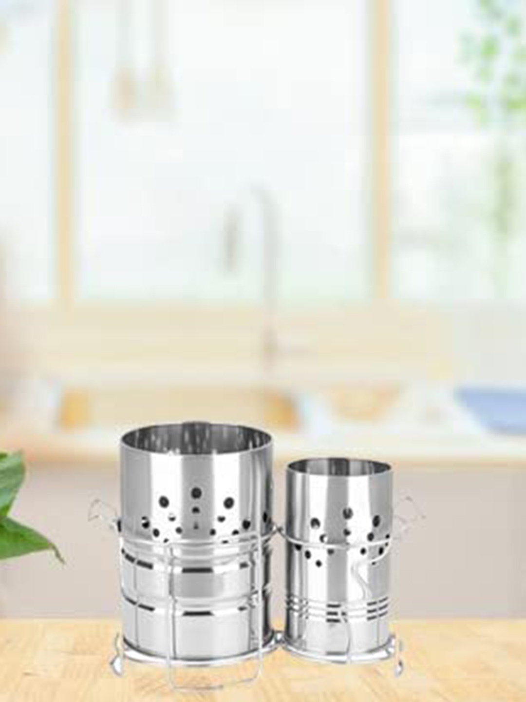 

ZEVORA Set Of 24 Silver-Toned Spoons & Forks With 2 Cutlery Holder