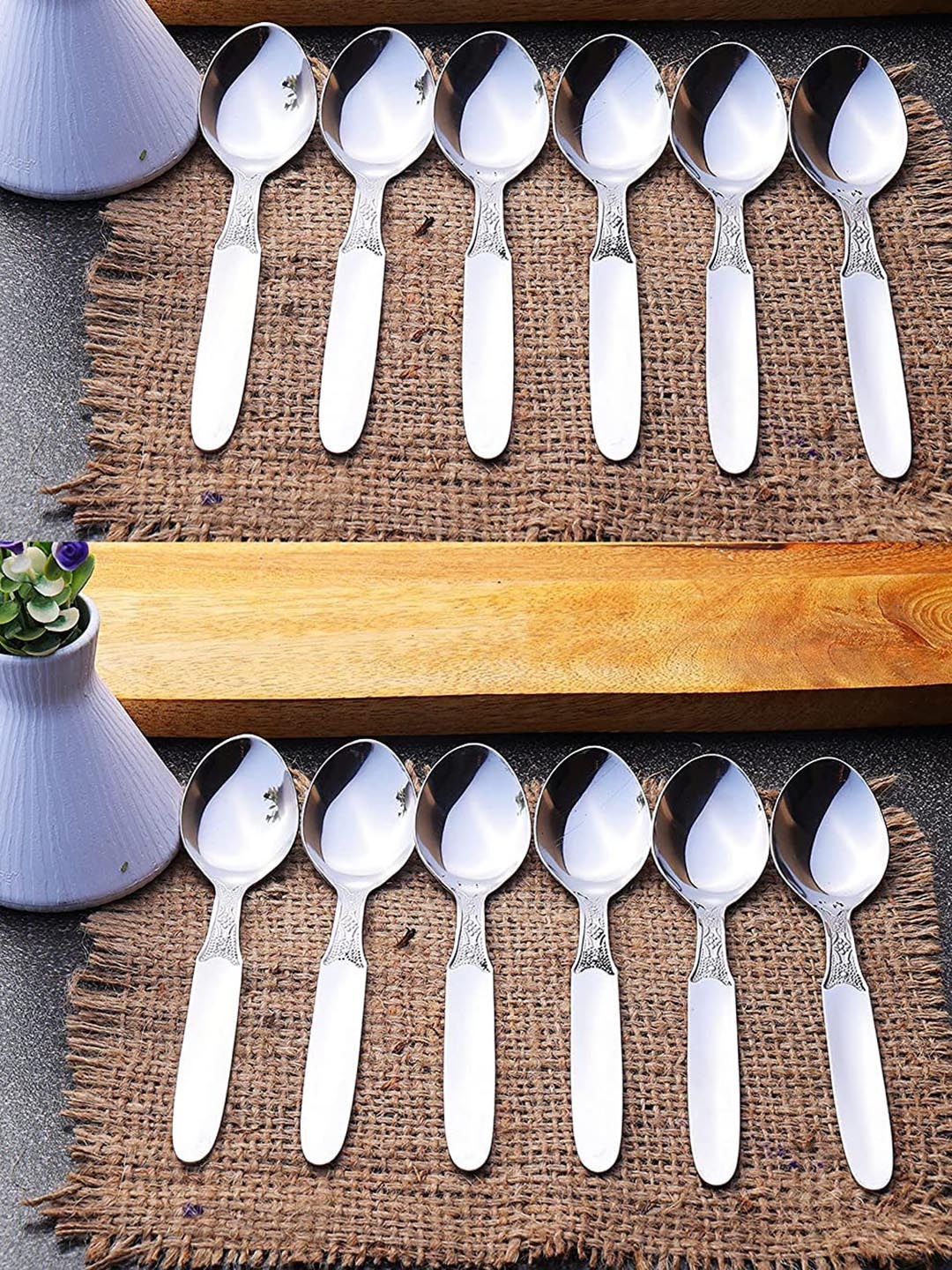 

ZEVORA Pack of 25 Silver-Toned Stainless Steel Cutlery Holder Set