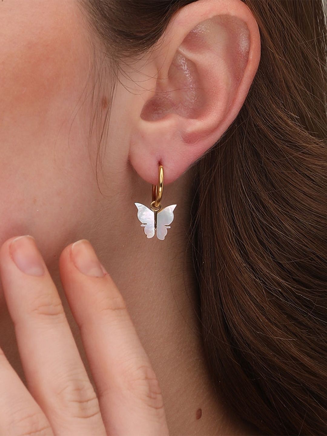 

PALMONAS Gold-Toned Animal Shaped Drop Earrings