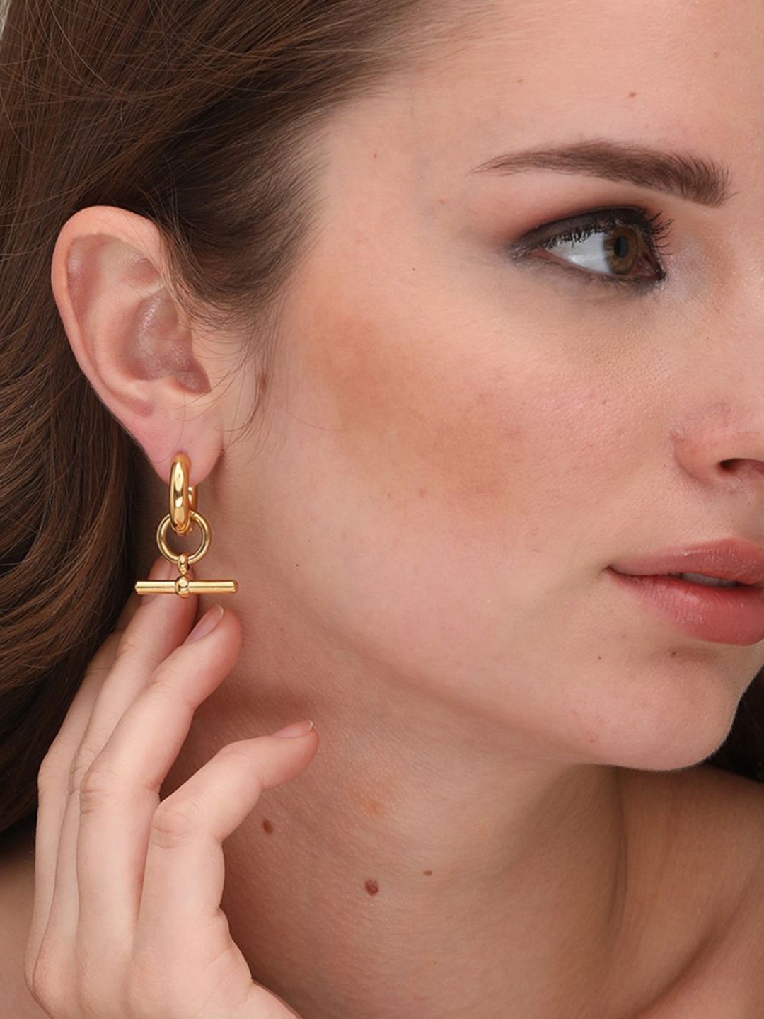 

PALMONAS Gold-Toned Oval Hoop Earrings