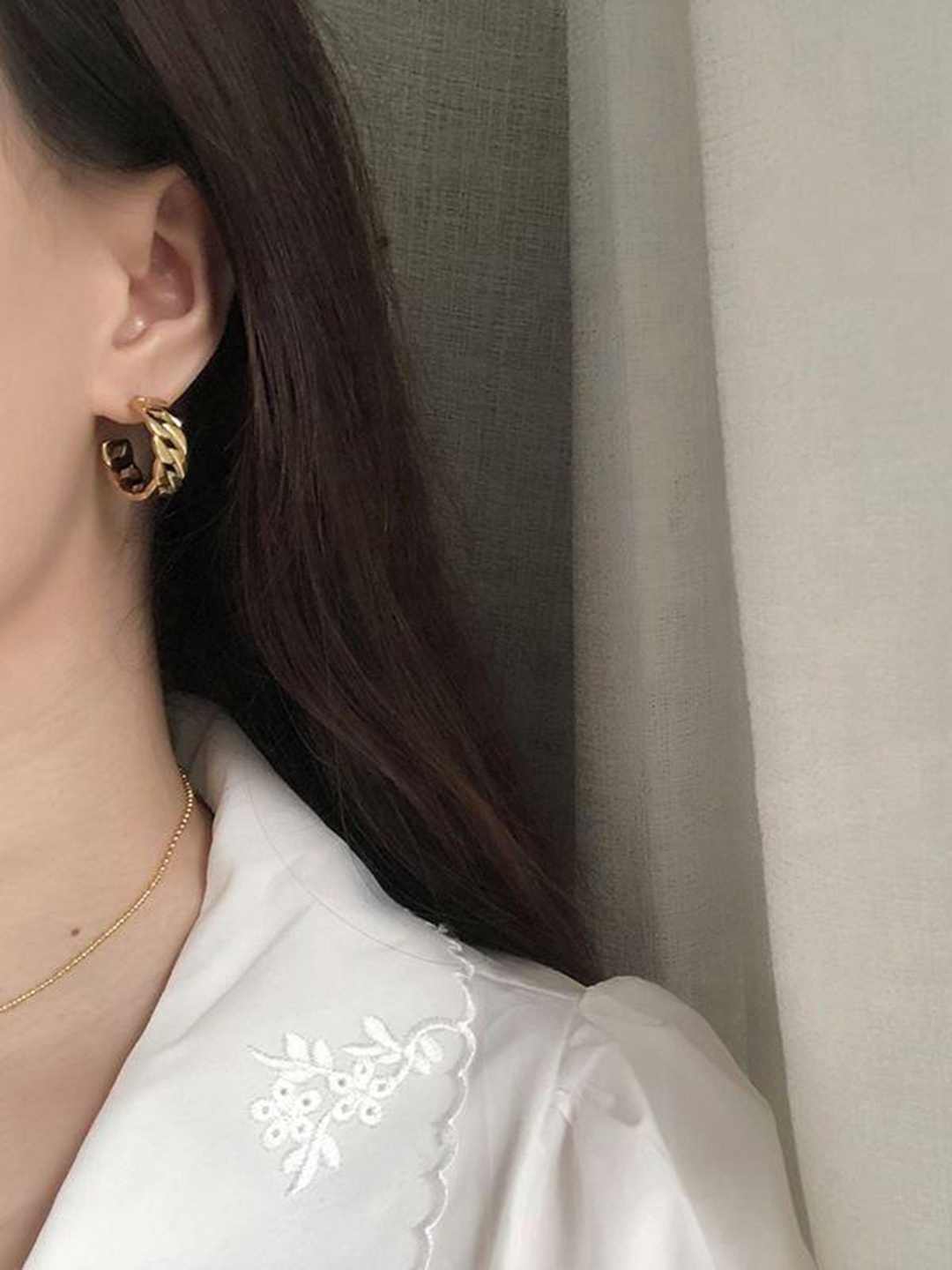 

PALMONAS Gold-Toned Spherical Hoop Earrings