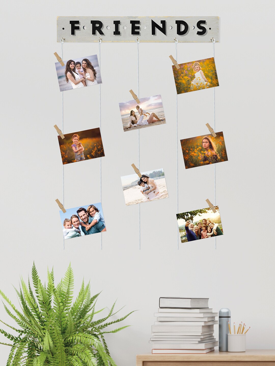 

RANDOM White Wooden Hanging Collage Rope Photo Frame
