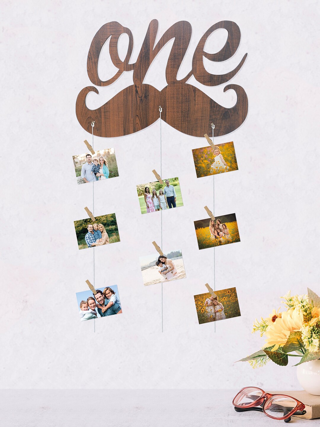 

RANDOM Brown Wooden One Rope Photo Frame