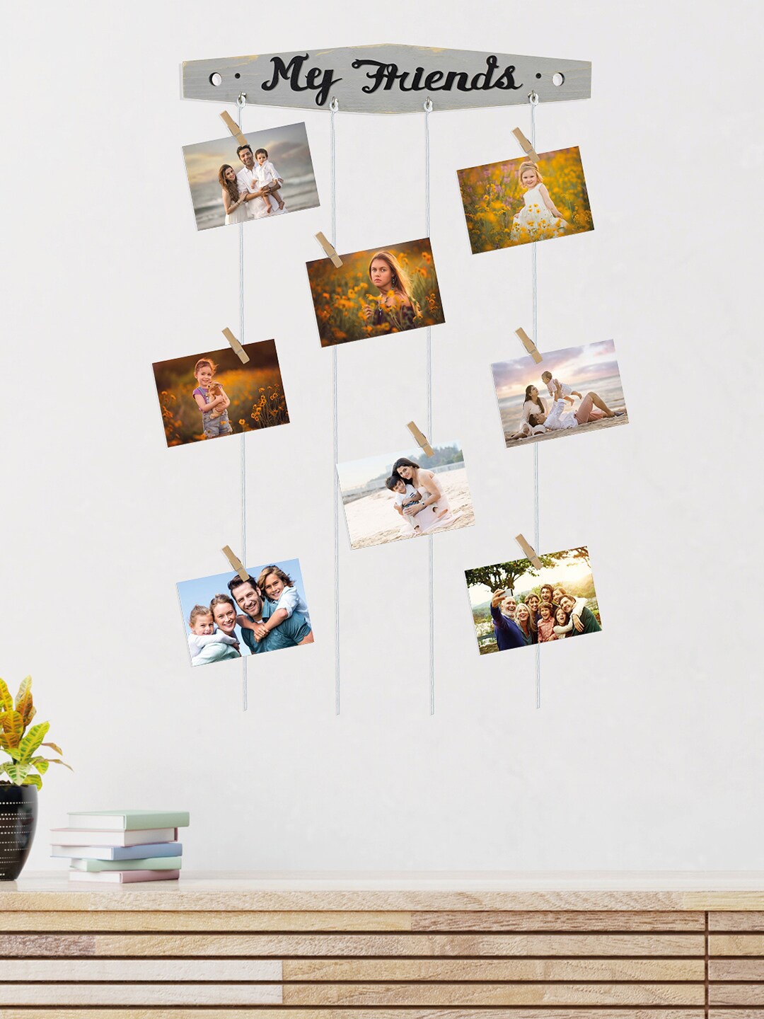 

RANDOM White Wooden Hanging Collage Rope Photo Frame