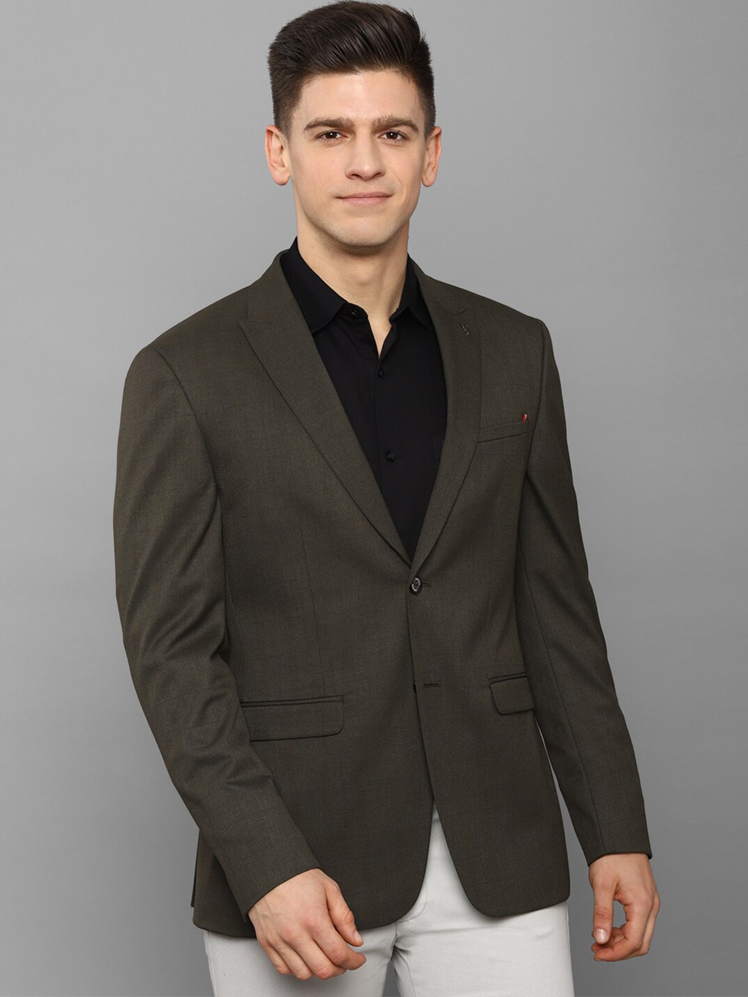 

Allen Solly Men Grey Solid Slim-Fit Single Breasted Blazer