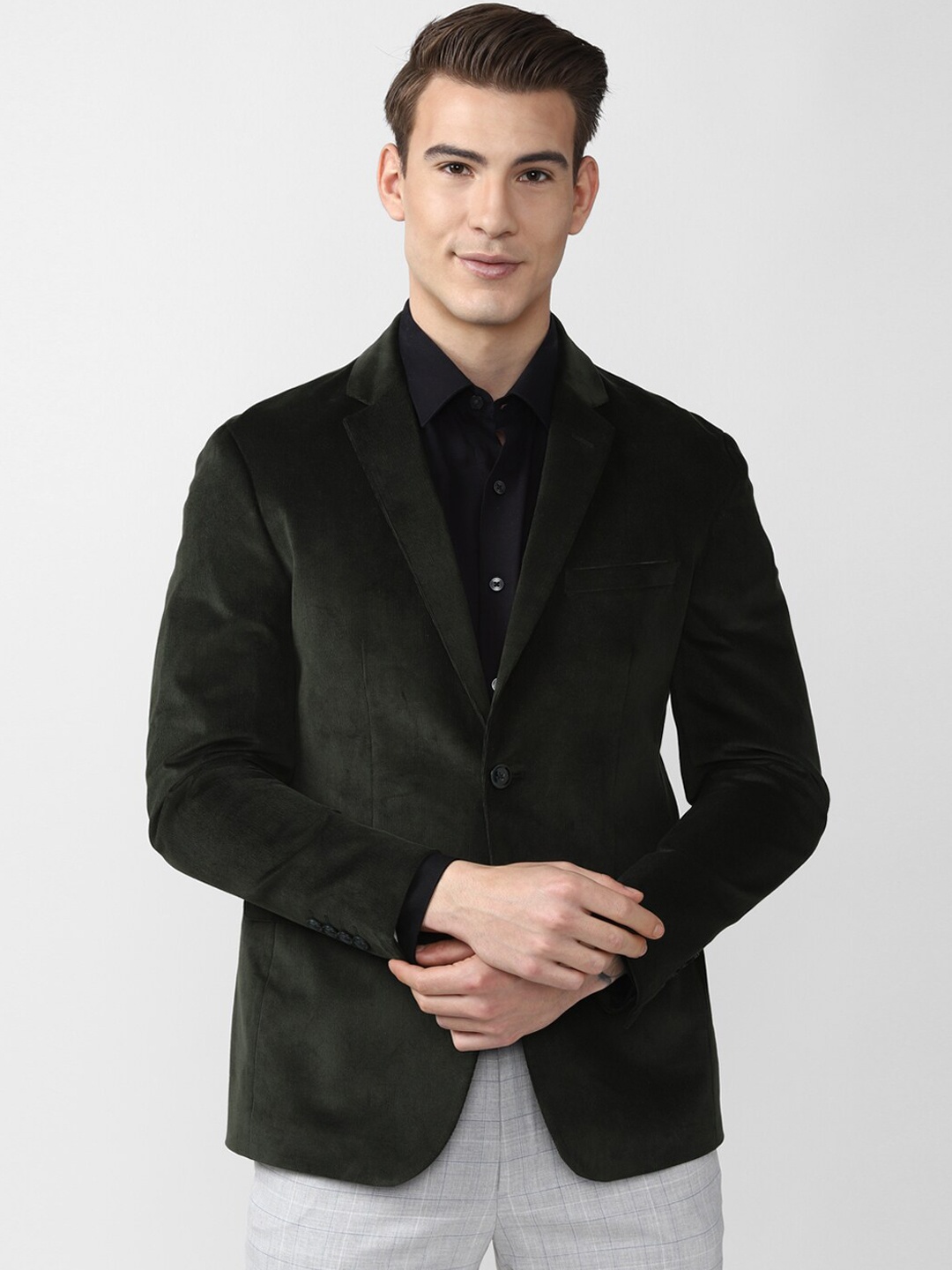 

Peter England Elite Men Black Self Design Slim Fit Single-Breasted Blazers