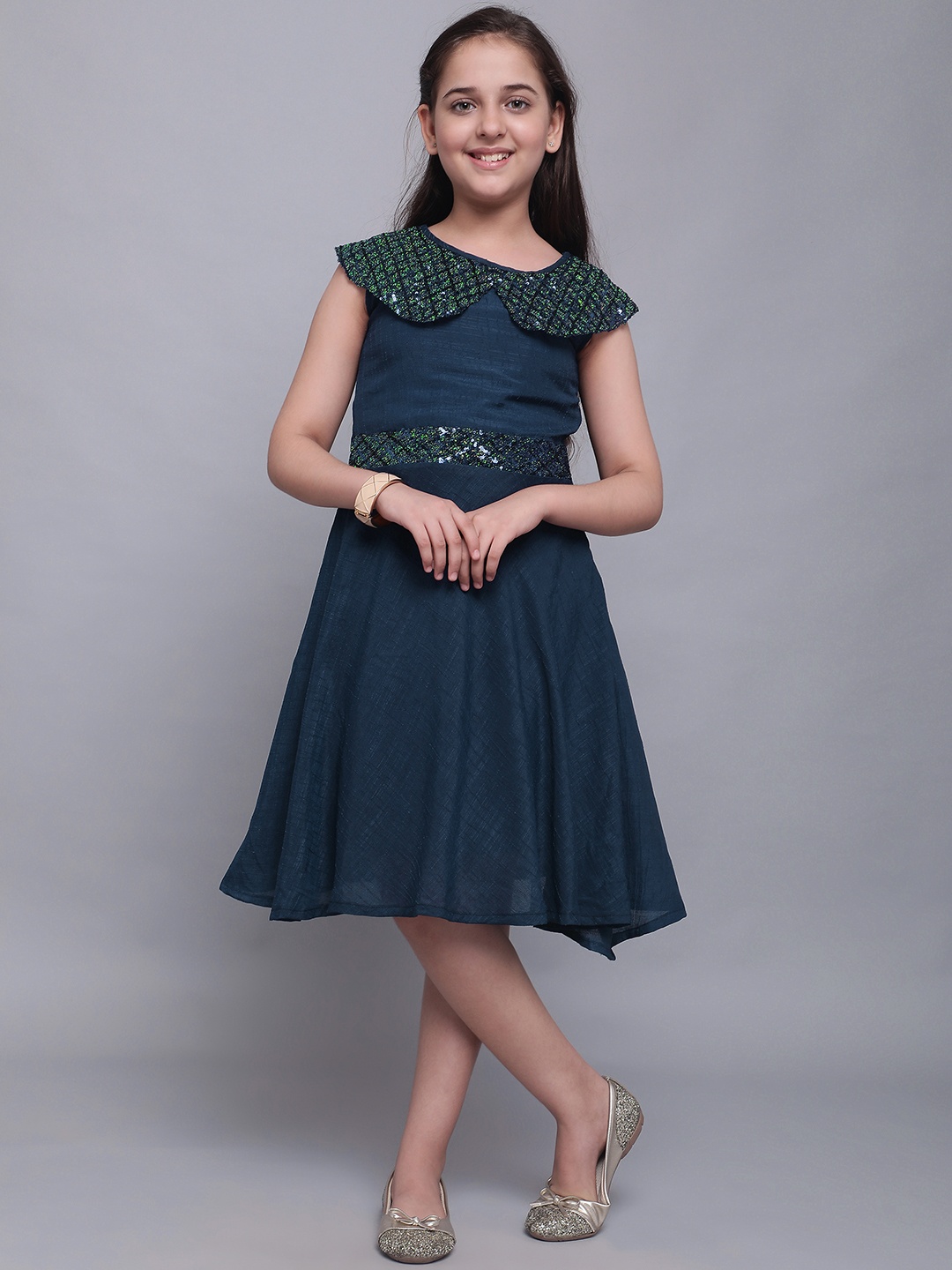 

White World Blue Embellished Dress