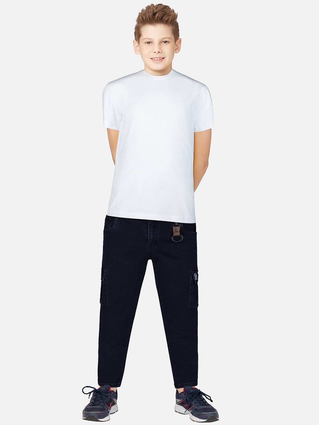 

Gini and Jony Boys Navy Blue Solid Cotton Jeans
