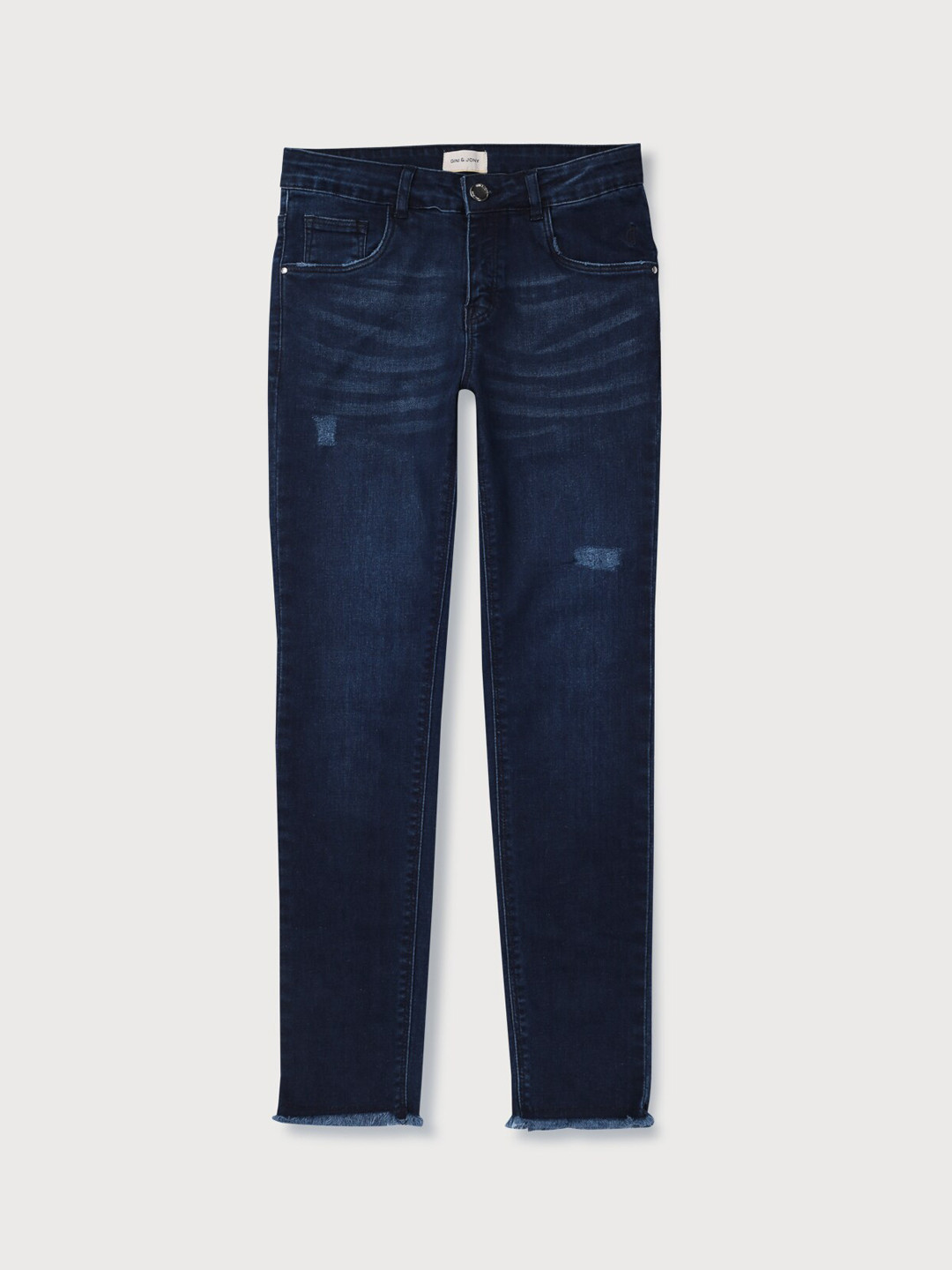 

Gini and Jony Girls Navy Blue Mildly Distressed Light Fade Jeans