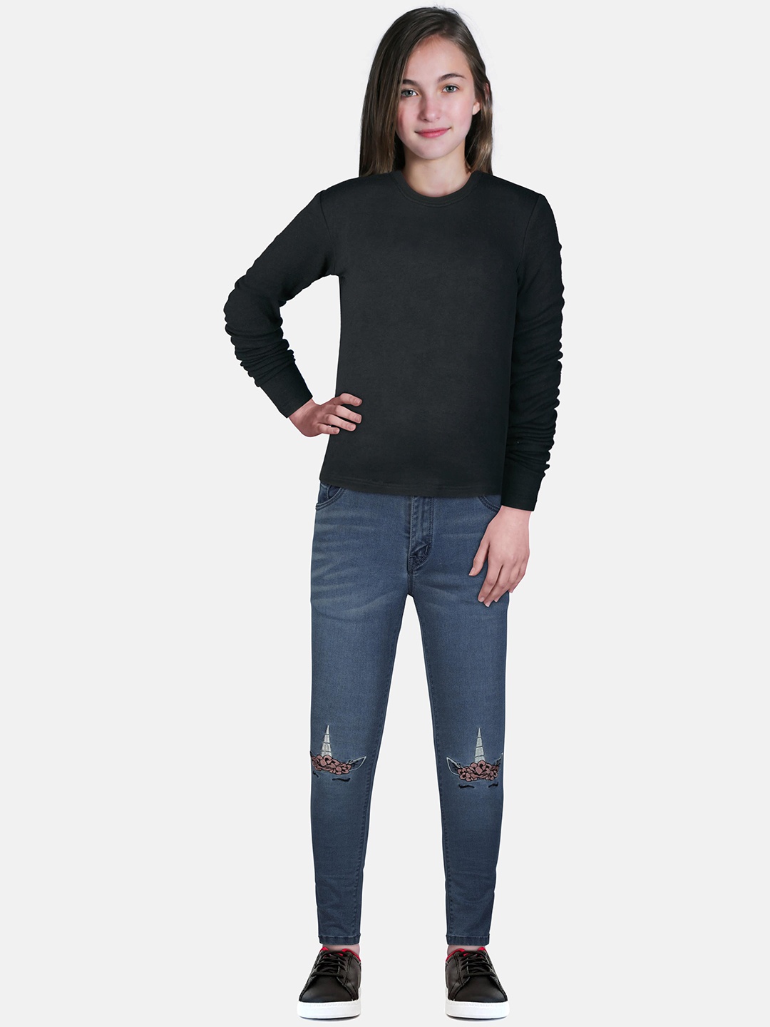 

Gini and Jony Girls Blue Slash Knee Regular fit Jeans