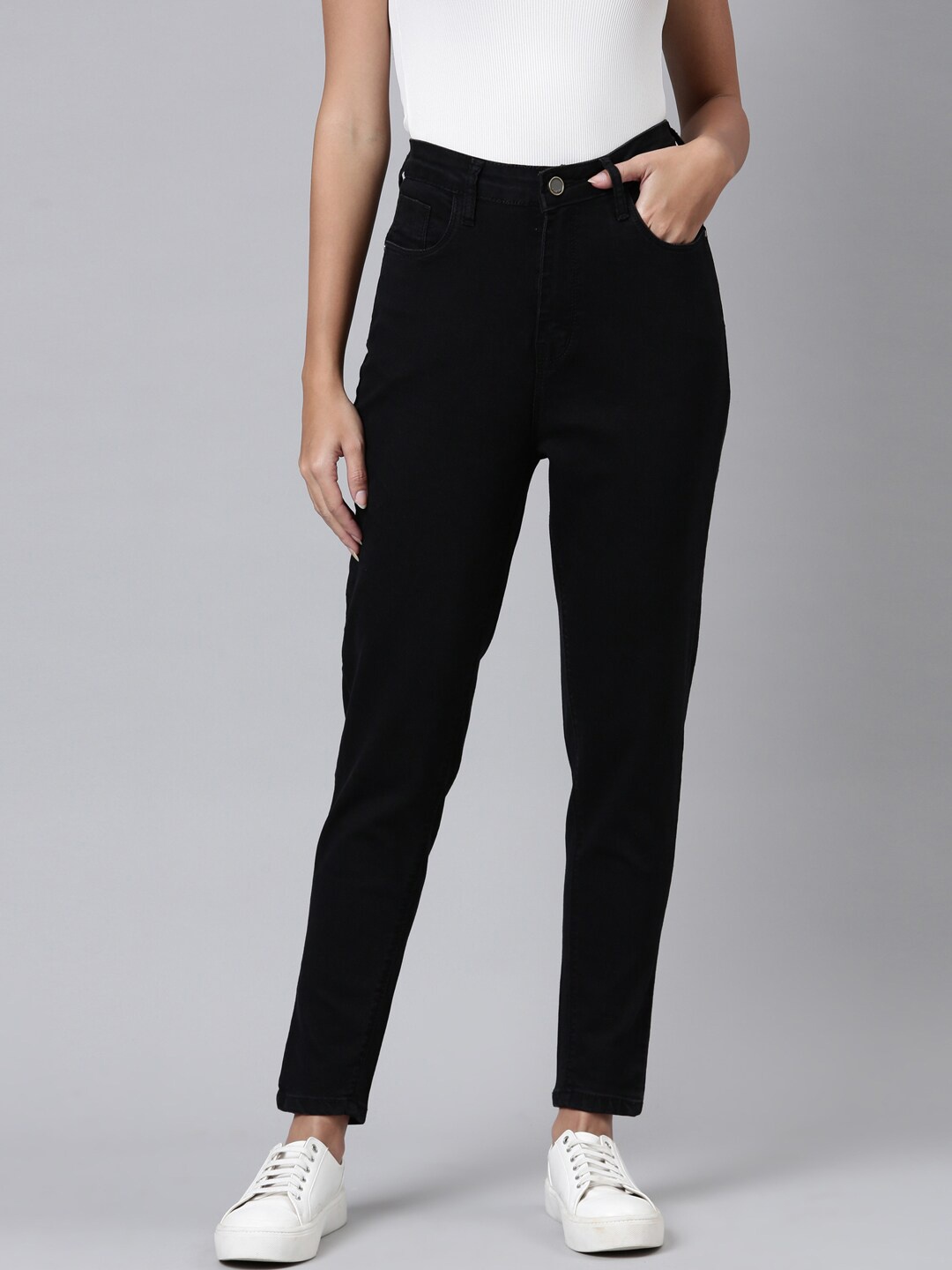 

ZHEIA Women Black Skinny Fit High-Rise Jeans