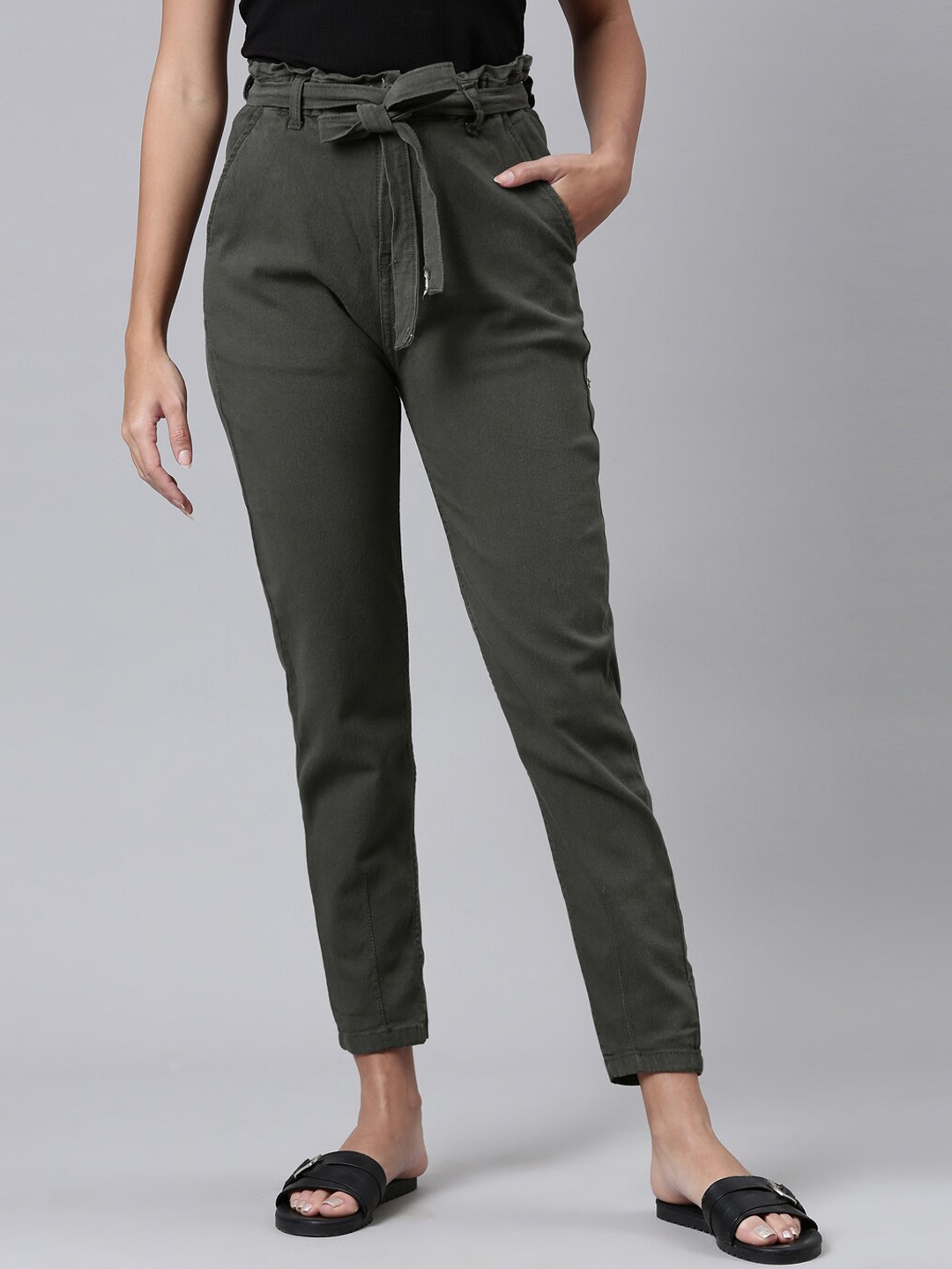

ZHEIA Women Green Relaxed Fit High-Rise Jeans