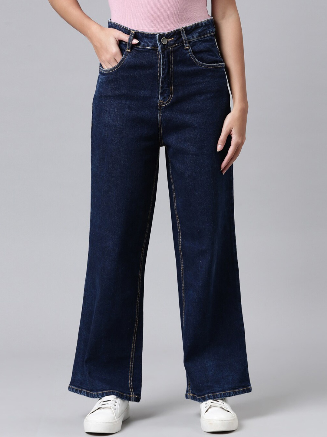 

ZHEIA Women Blue Wide Leg High-Rise Jeans