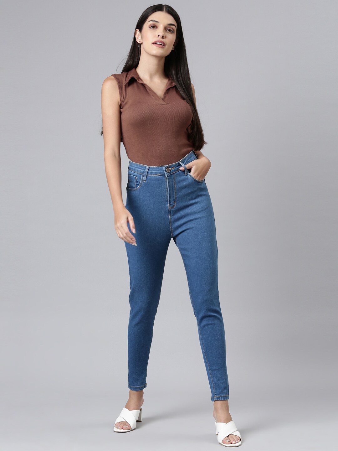 

ZHEIA Women Blue Skinny Fit High-Rise Jeans