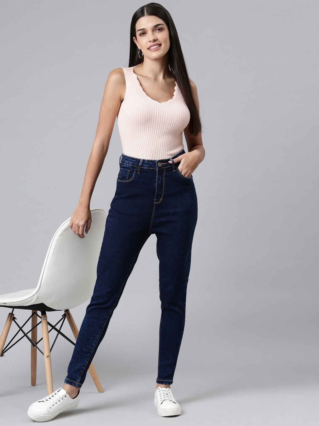 

ZHEIA Women Blue Skinny Fit High-Rise Jeans