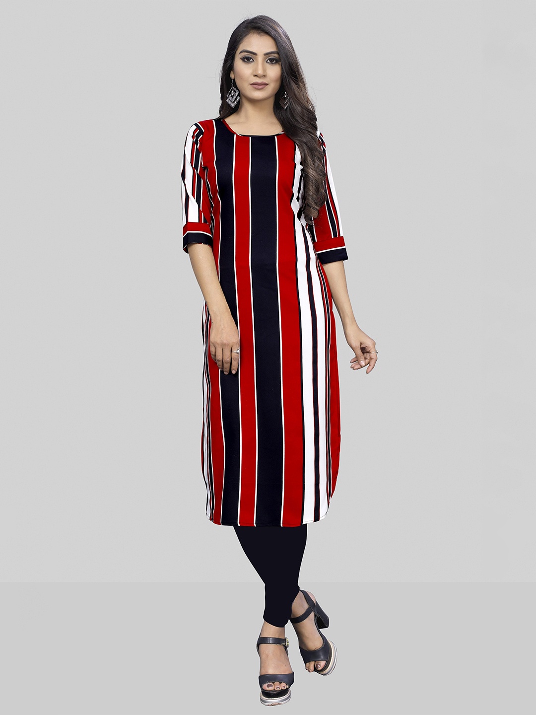 

MODLI 20 FASHION Women Red & Black Striped Kurta