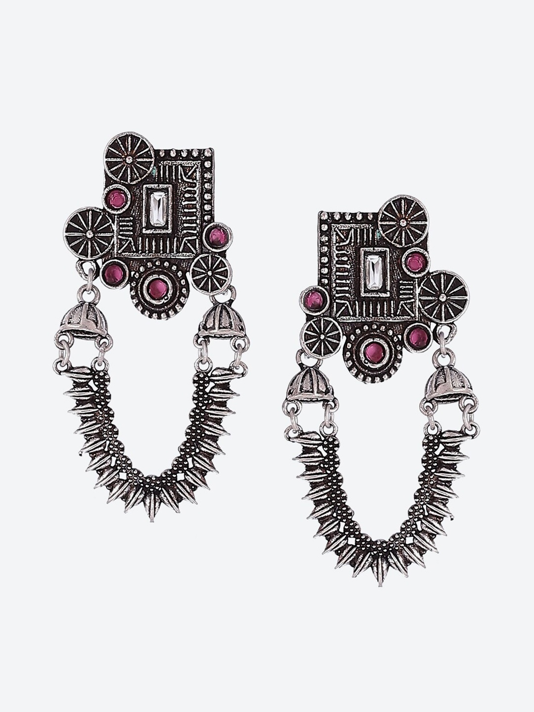 

Rangriti Gunmetal-Toned Contemporary Drop Earrings, Metallic