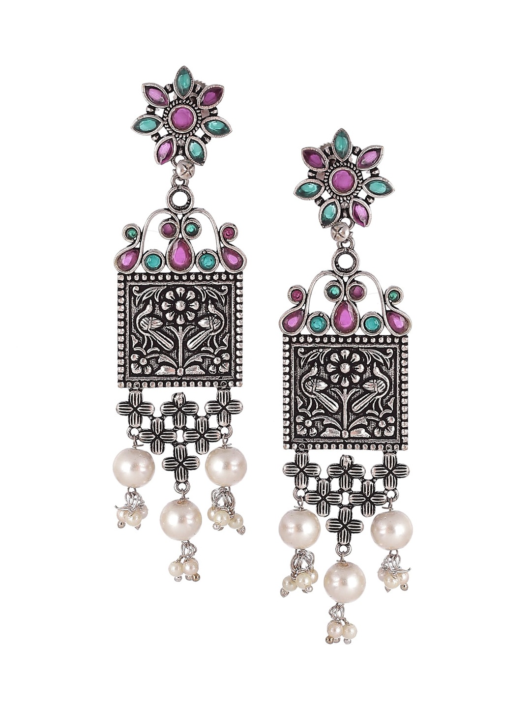 

Rangriti Red Contemporary Jhumkas Earrings