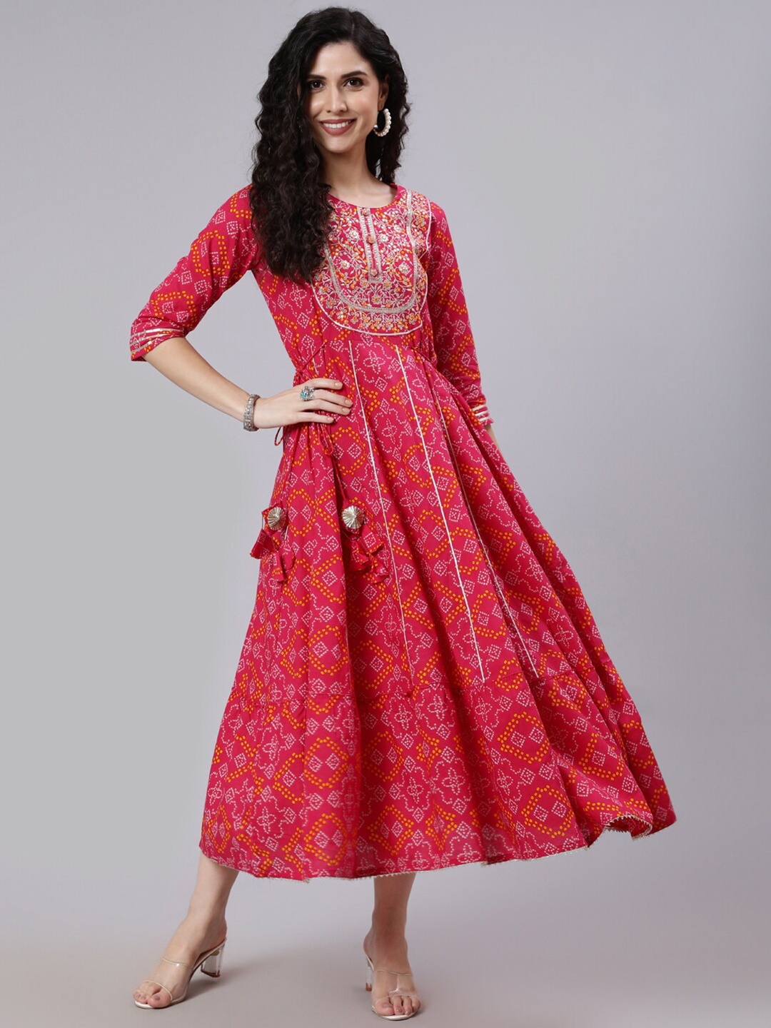 

Nayo Pink Ethnic Motifs Maxi Dress