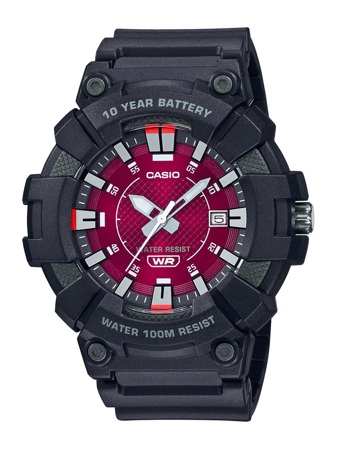 

CASIO Men Pink Dial & Black Straps Analogue Watch