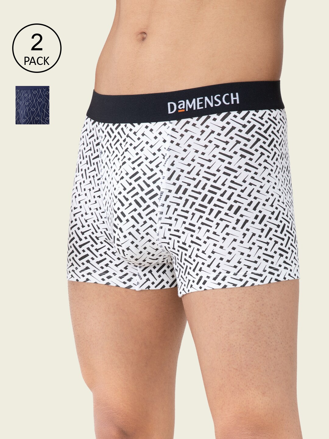 

DAMENSCH Men Pack of 2 Anti Bacterial Printed Trunk, White