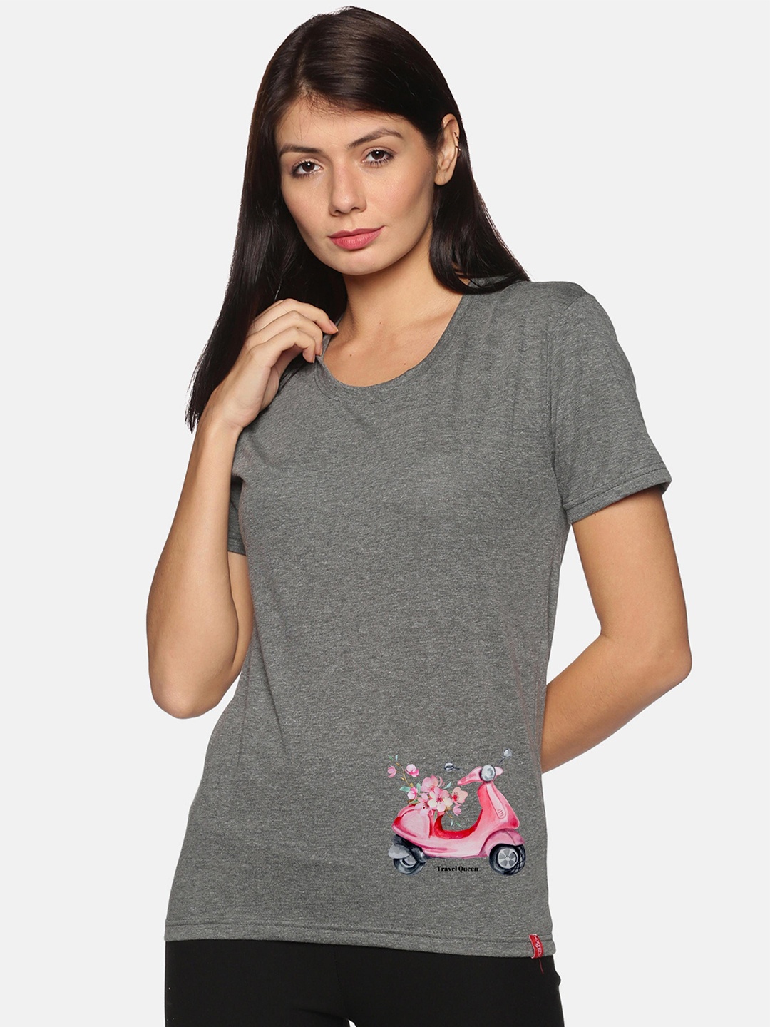 

NOT YET by us Women Grey Printed T-shirt