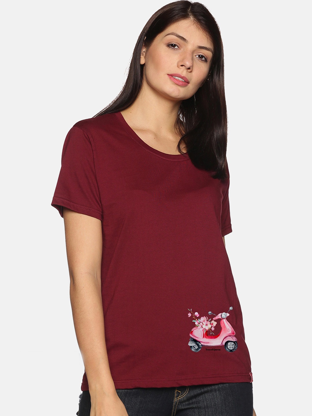 

NOT YET by us Women Maroon Round Neck T-shirt