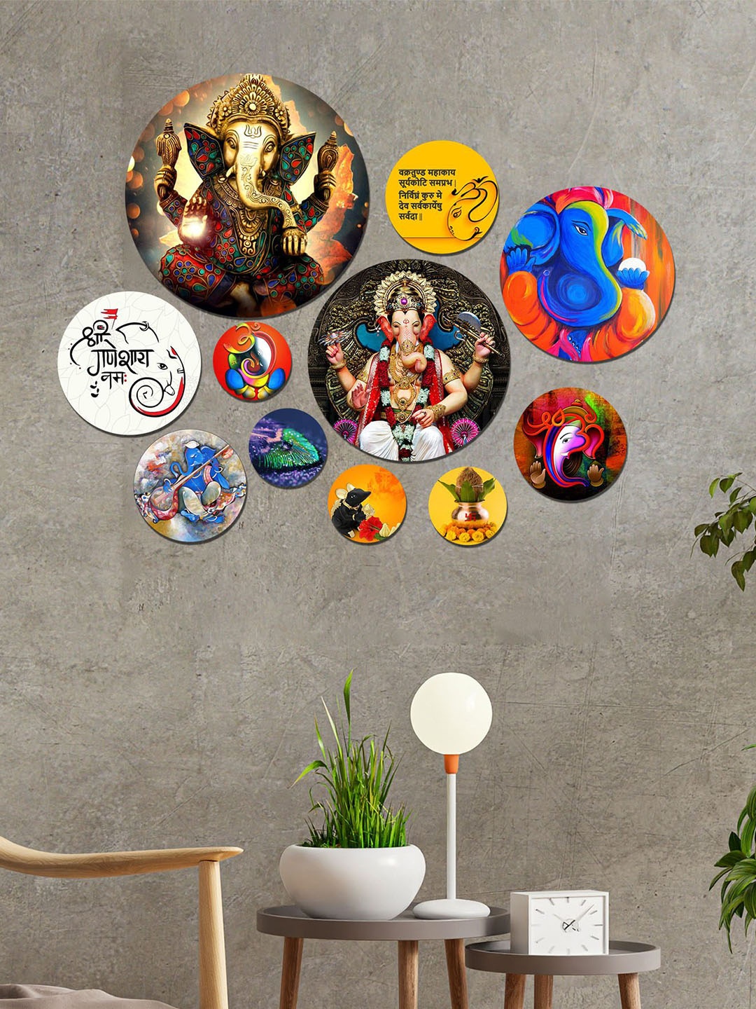 

ArtVibes Set Of 11 Brown Spiritual Wooden Wall Decor, Multi