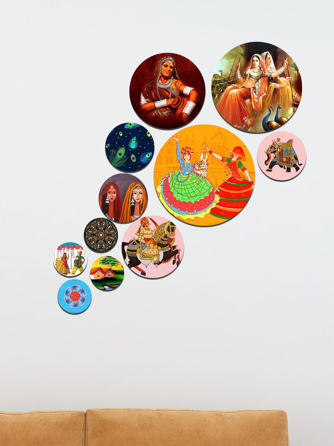 

ArtVibes Pack Of 11 Orange Colored Wooden Wall Decor