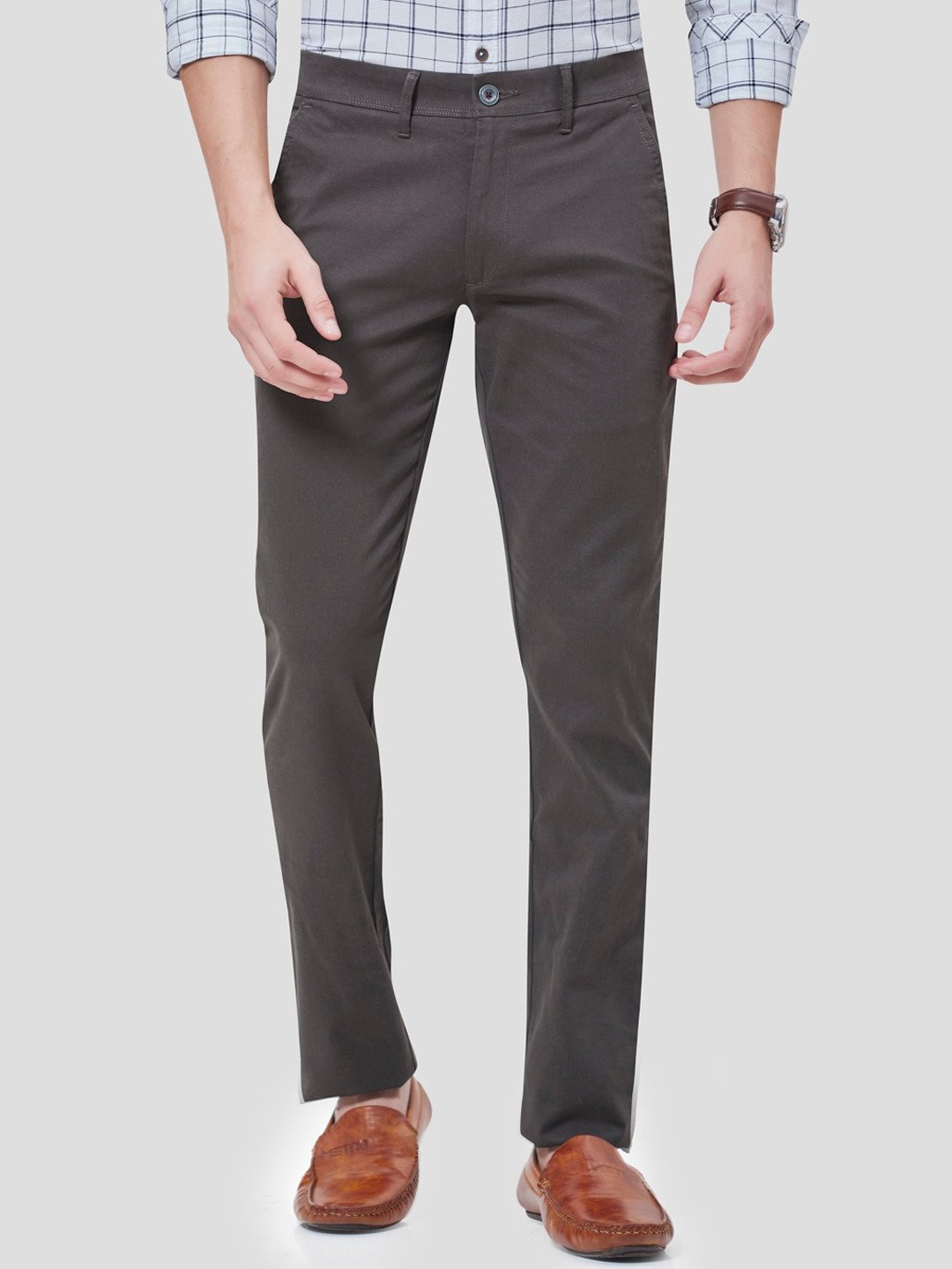 

Oxemberg Men Grey Smart Slim Fit Trousers