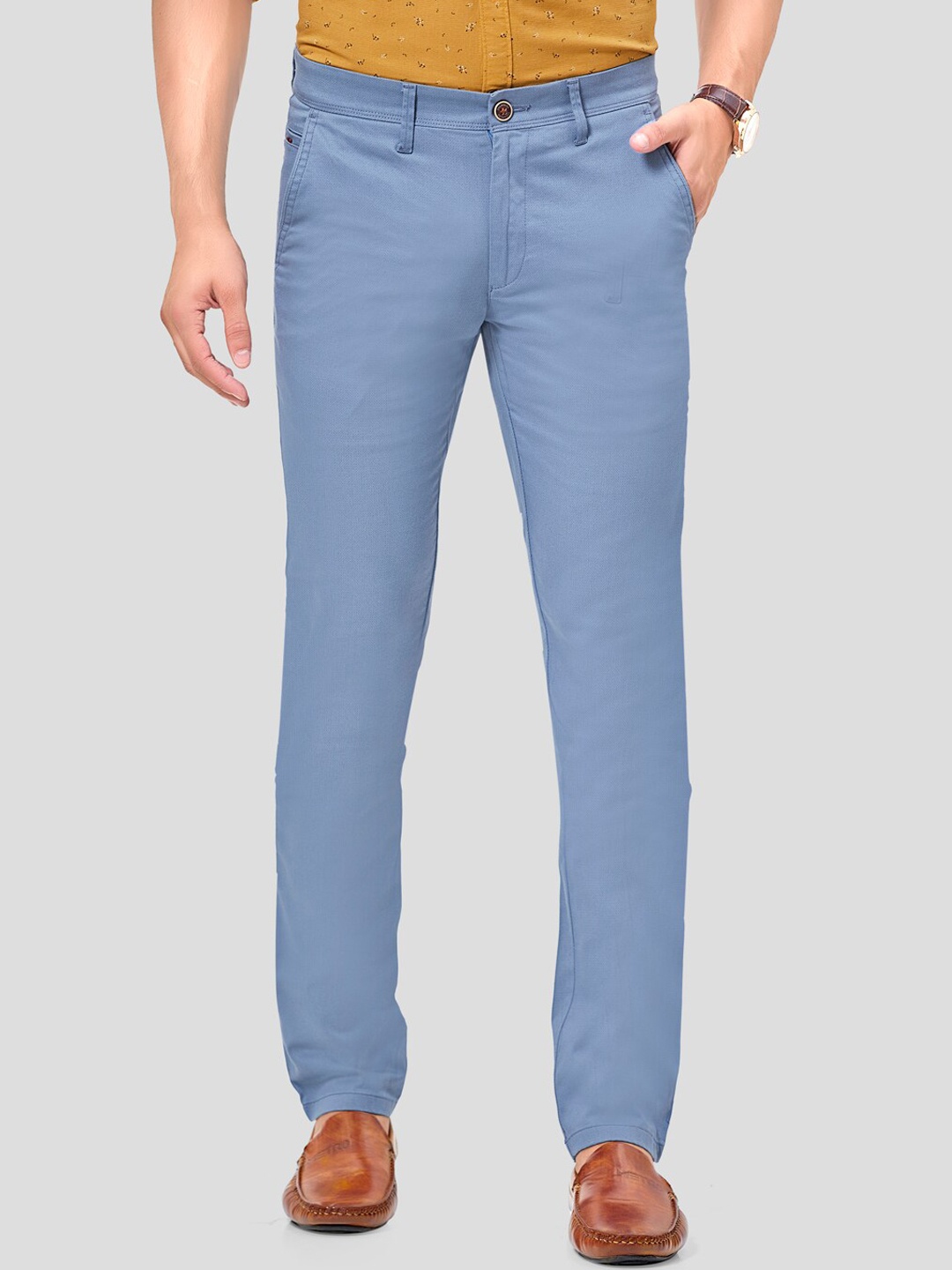 

Oxemberg Men Blue Smart Slim Fit Chinos Trouser
