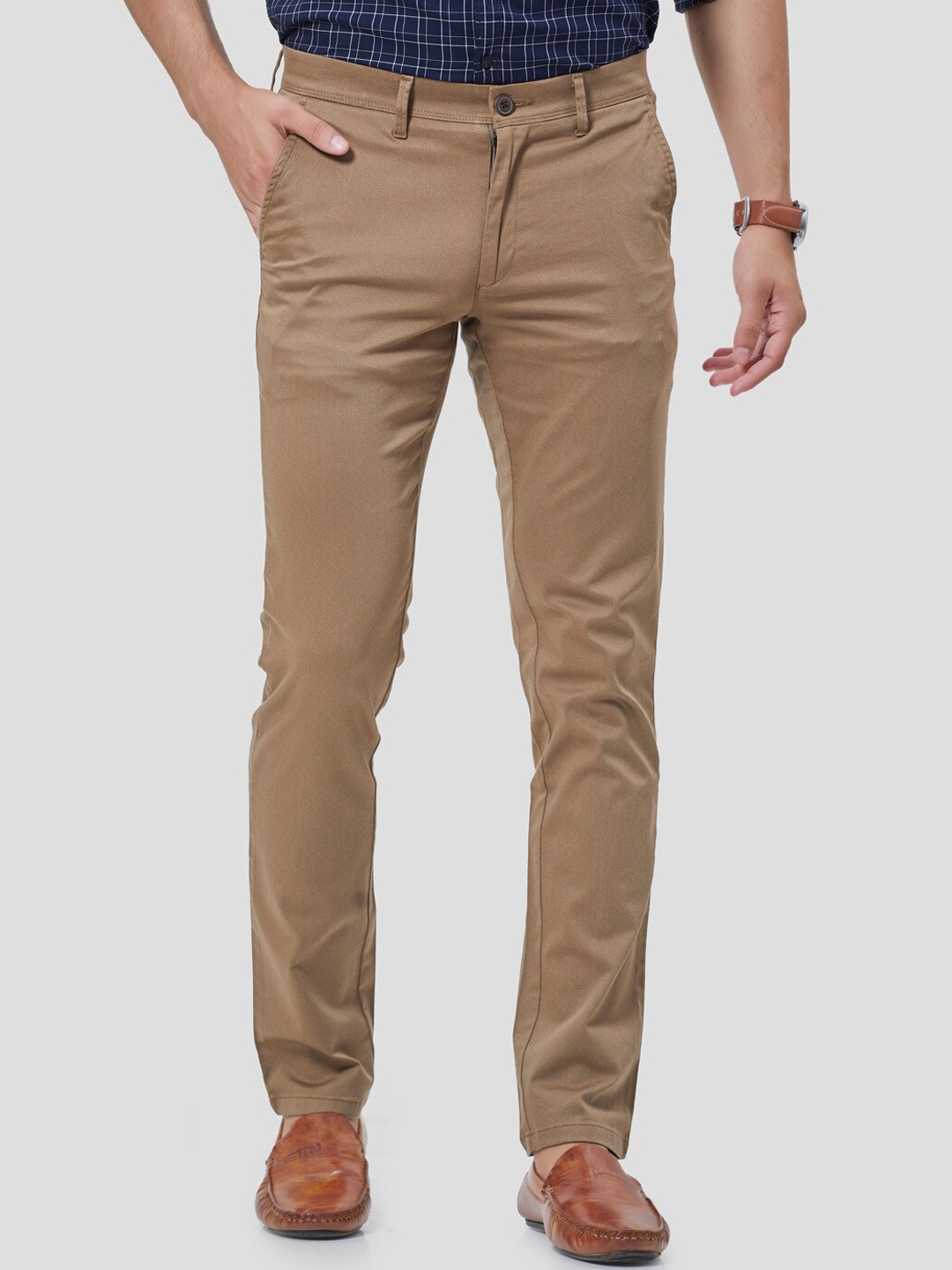 

Oxemberg Men Khaki Smart Slim Fit Trousers