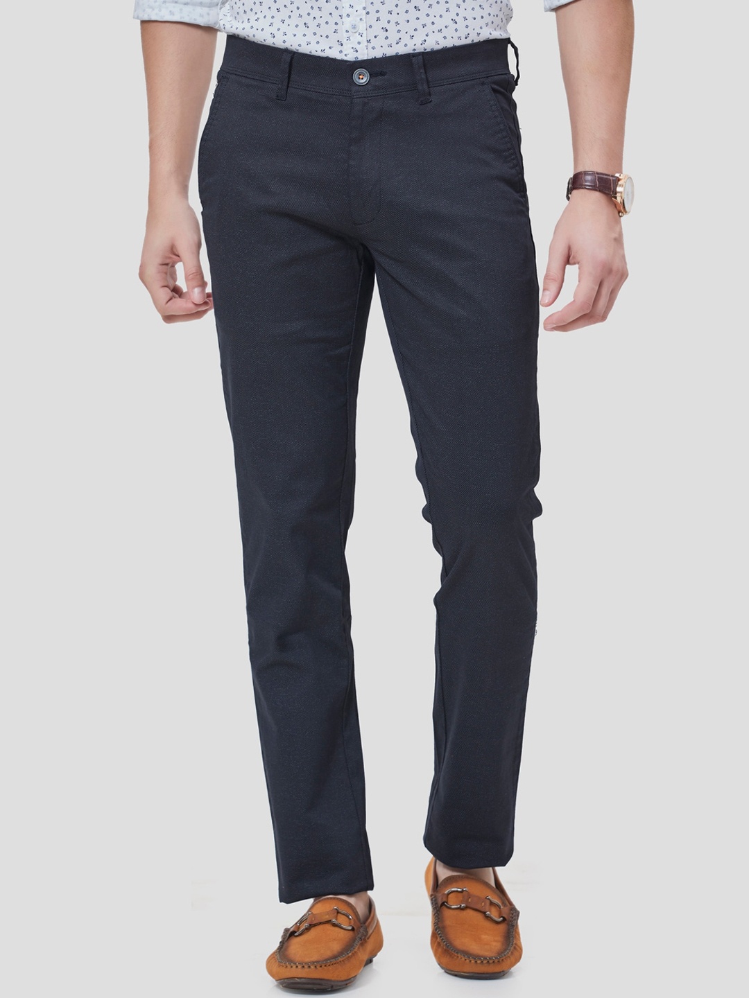 

Oxemberg Men Black Smart Slim Fit Trousers