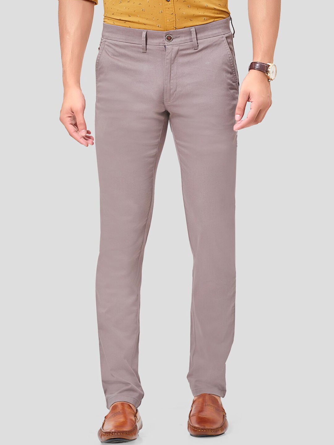 

Oxemberg Men Bronze-Toned Smart Slim Fit Chinos Trousers