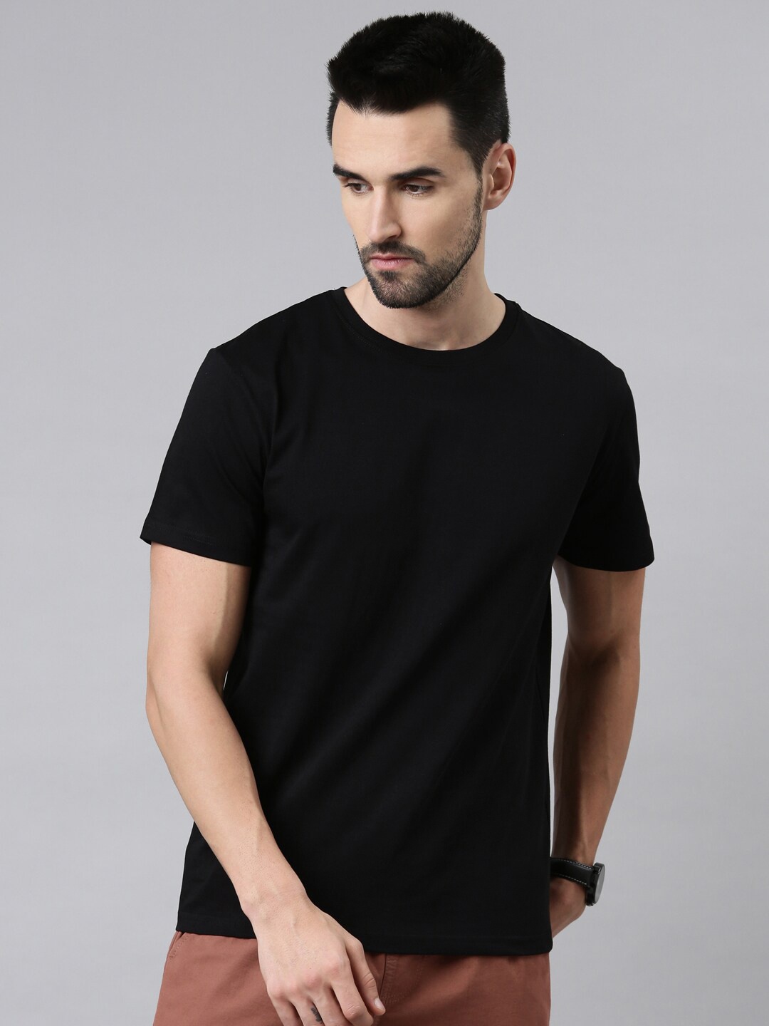 

macmerise Men Black Bio Finish Raw Edge T-shirt