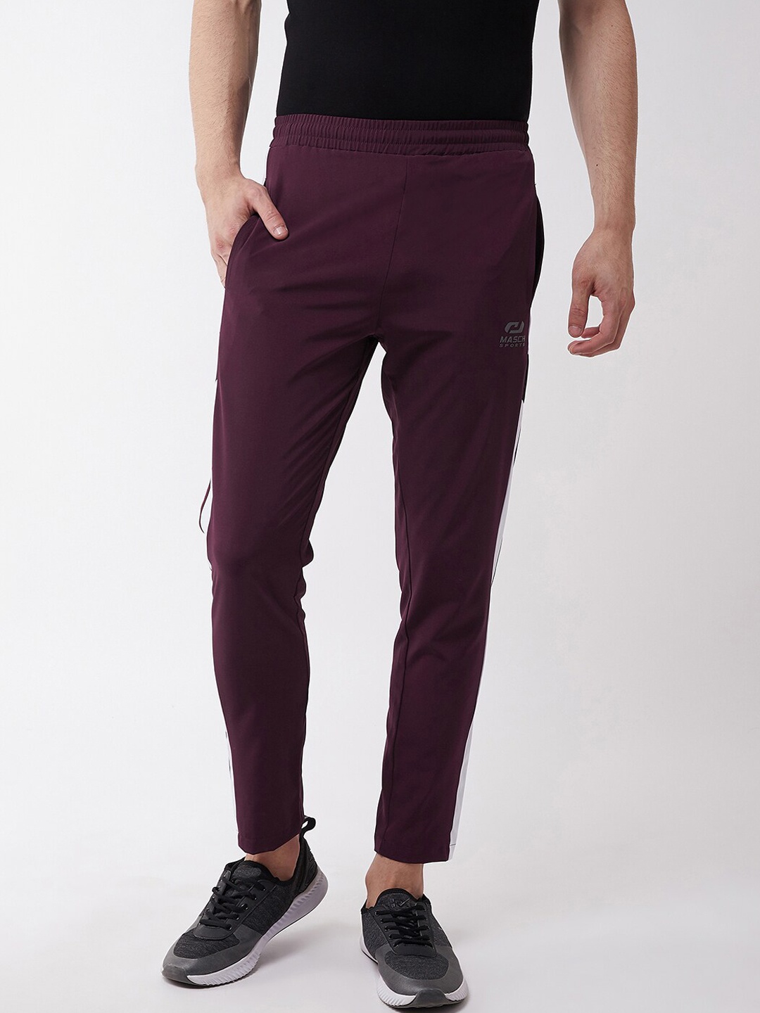 

Masch Sports Men Maroon & White Striped Training or Gym Track Pants