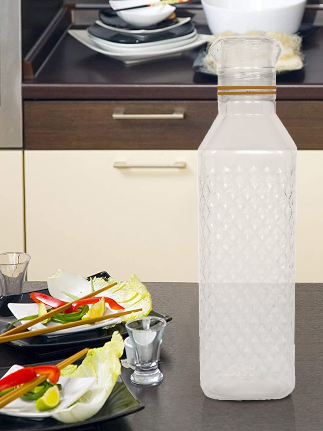 

Kuber Industries Transparent Set Of 3 Solid Plastic Squere Shaped Water Bottle