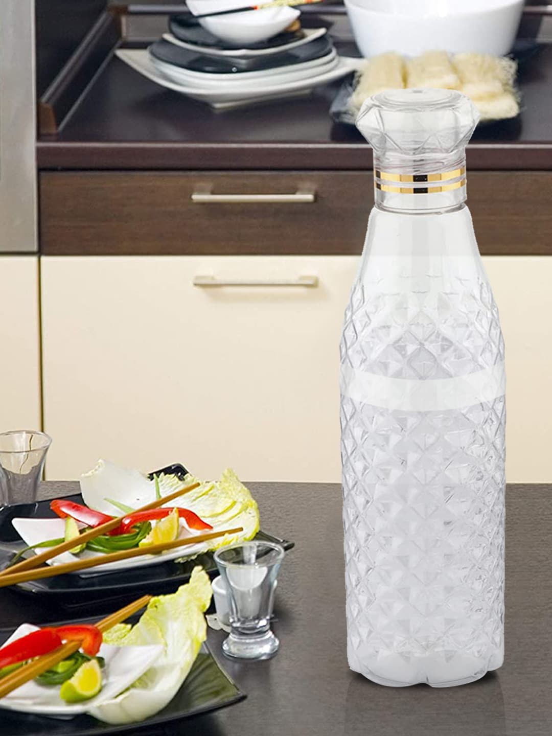 

Kuber Industries Transparent Pack Of 6 Solid Plastic Water Bottle