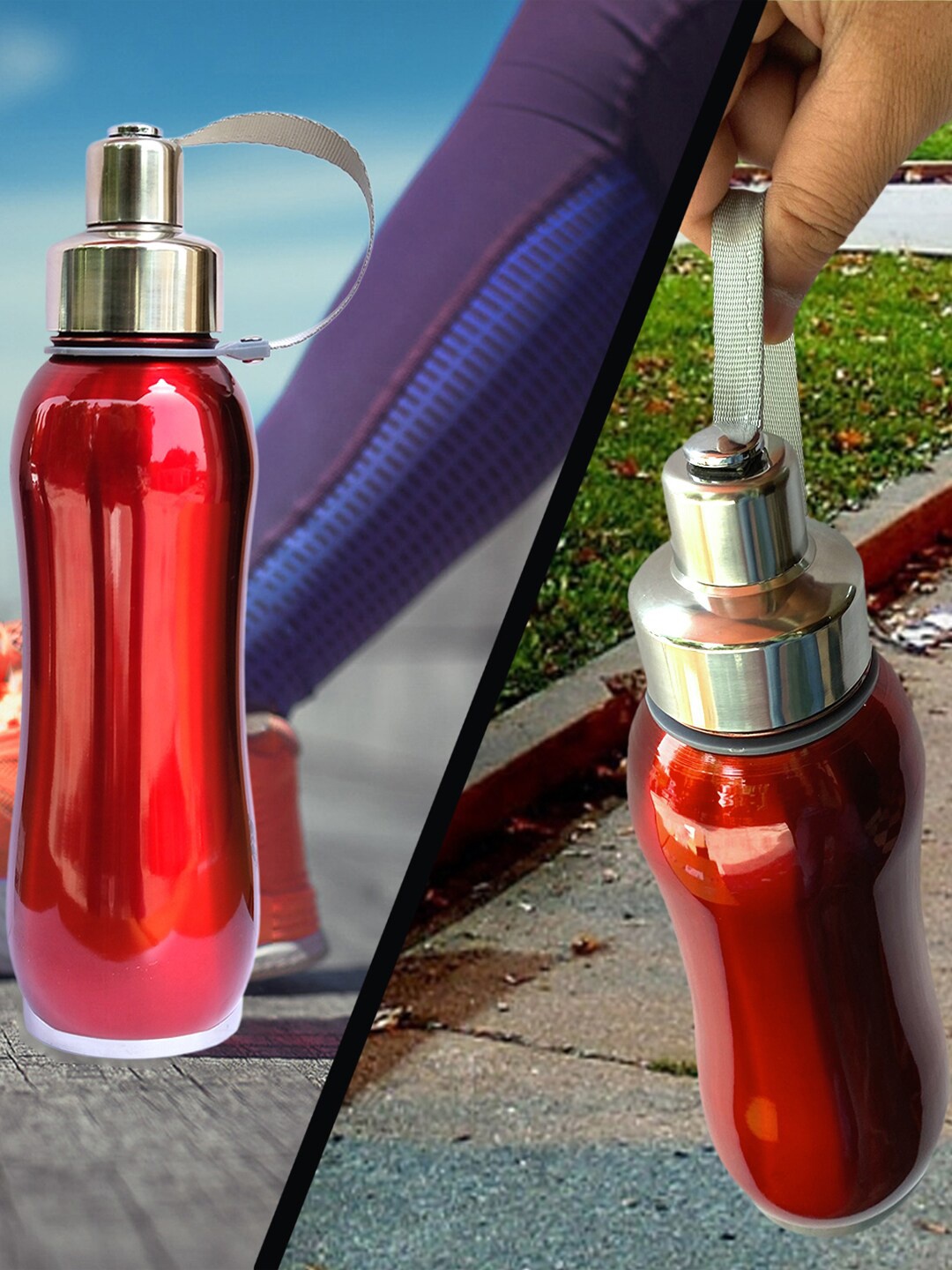 

Kuber Industries Maroon & Silver-Toned Solid Water Bottle
