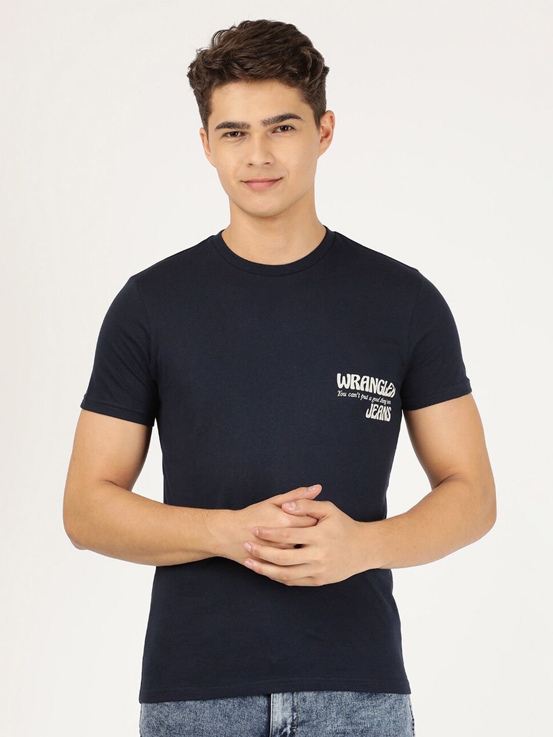 

Wrangler Men Black Round Neck Regular T-shirt