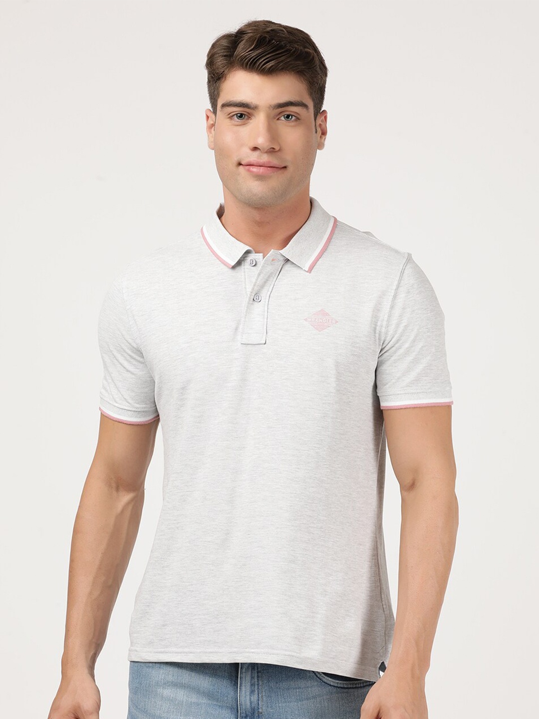 

Wrangler Men Grey Solid Polo Collar Regular T-shirt